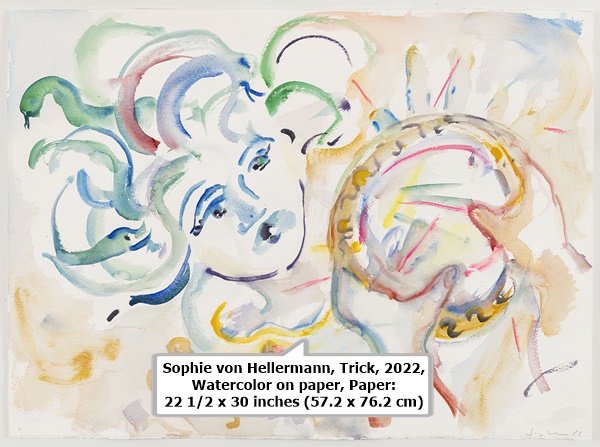 click to enlarge- double click to reduce Sophie von Hellermann, Trick, 2022, Watercolor on paper, Paper: 22 1/2 x 30 inches (57.2 x 76.2 cm)