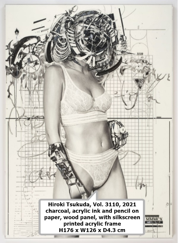 Hiroki Tsukuda
Vol. 3110, 2021
charcoal, acrylic ink and pencil on paper, wood panel, with silkscreen printed acrylic frame
H176 x W126 x D4.3 cm