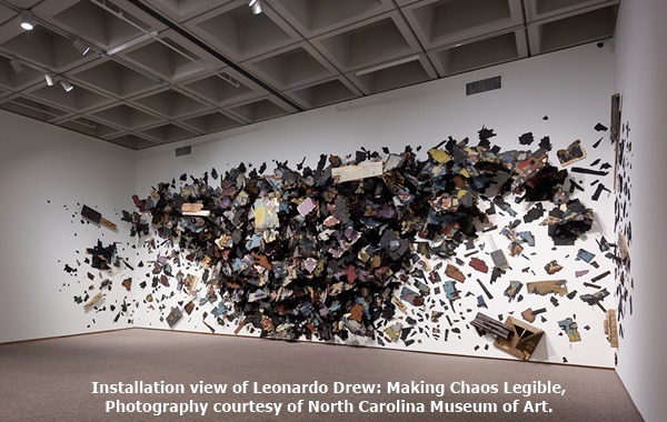 click to enlarge- double click to reduce Installation view of Leonardo Drew: Making Chaos Legible, North Carolina Museum of Art.
Photography courtesy of North Carolina Museum of Art.