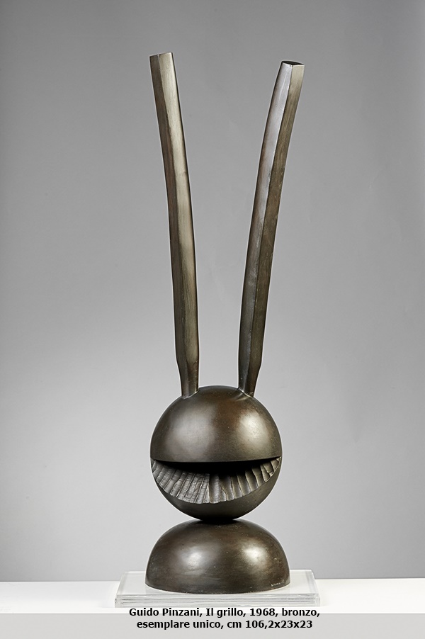 Guido Pinzani, Il grillo, 1968, bronzo, esemplare unico, cm 106,2x23x23