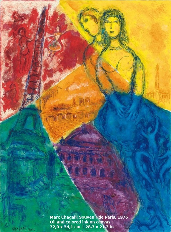 Marc Chagall

Souvenir de Paris, 1976

Oil and colored ink on canvas . 72,9 x 54,1 cm | 28,7 x 21,3 in

