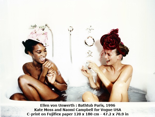 Ellen von Unwerth : Bathtub
Paris, 1996
Kate Moss and Naomi Campbell for Vogue USA
C-print on Fujiflex paper
120 x 180 cm - 47.2 x 70.9 in