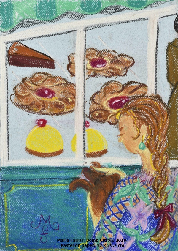 click to enlarge- double click to reduce Maria Farrar, Bomb Citron, 2019, Pastel on paper, 42 x 29.7 cm