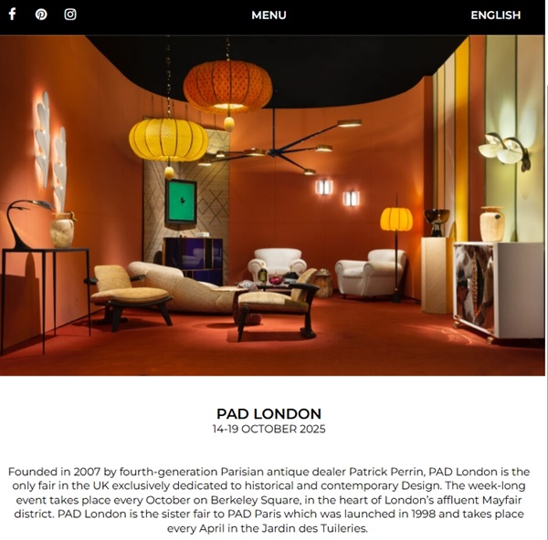 PAD London 2025, UNITED KINGDOM - 14 > 19 October 2025 @paddesignartfair