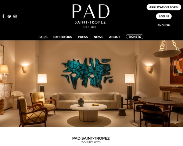 PAD Saint-Tropez 2026, Saint-Tropez, FRANCE - 2 > 5 July 2026 @paddesignartfair