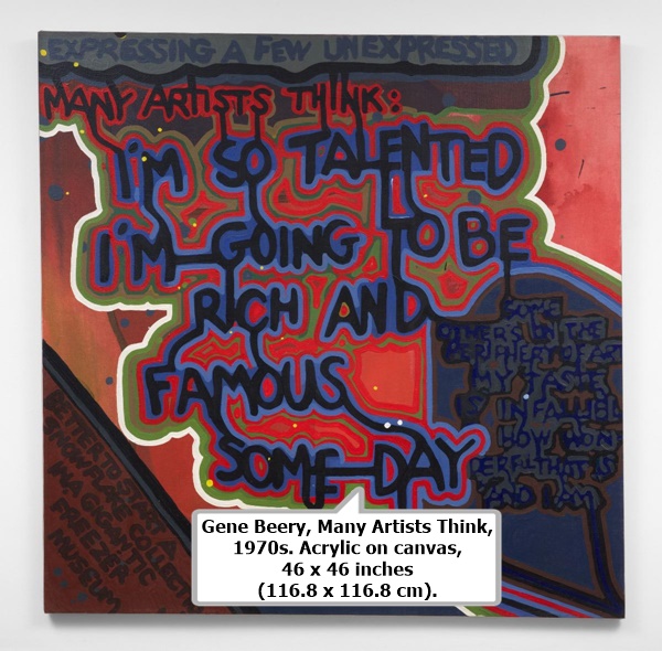 Gene Beery, Many Artists Think, 1970s. Acrylic on canvas, 46 x 46 inches (116.8 x 116.8 cm).
