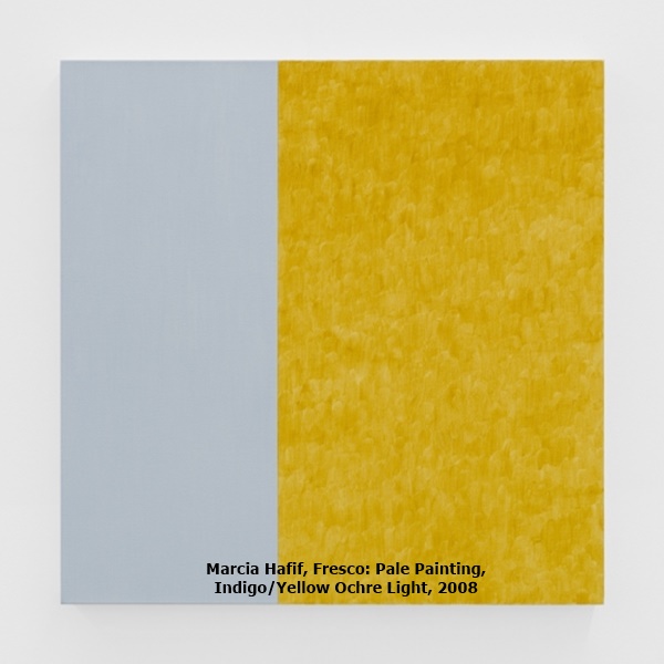 click to enlarge- double click to reduce Marcia Hafif, Fresco: Pale Painting, Indigo/Yellow Ochre Light, 2008