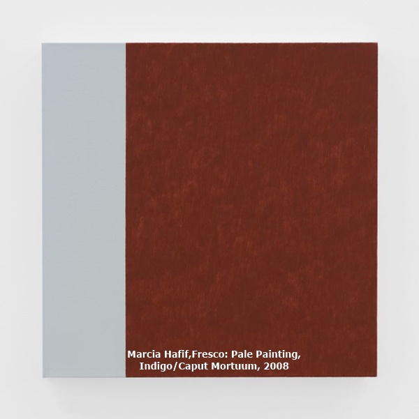 click to enlarge- double click to reduce Marcia Hafif,Fresco: Pale Painting, Indigo/Caput Mortuum, 2008