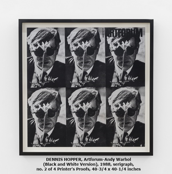 click to enlarge- double click to reduce DENNIS HOPPER, Artforum-Andy Warhol (Black and White Version), 1988, serigraph, no. 2 of 4 Printer's Proofs, 40-3/4 x 40-1/4 inches