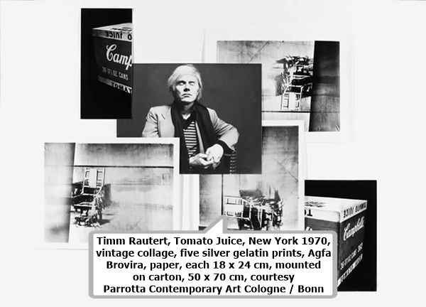 click to enlarge- double click to reduce Timm Rautert, Tomato Juice, New York 1970, vintage collage, five silver gelatin prints, Agfa Brovira, paper, each 18 x 24 cm, mounted on carton, 50 x 70 cm, courtesy Parrotta Contemporary Art Cologne / Bonn
