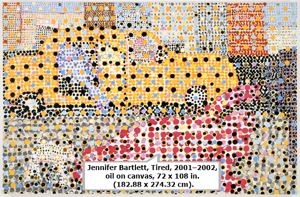 click to enlarge- double click to reduce Jennifer Bartlett, Tired, 2001–2002, oil on canvas, 72 x 108 in. (182.88 x 274.32 cm).