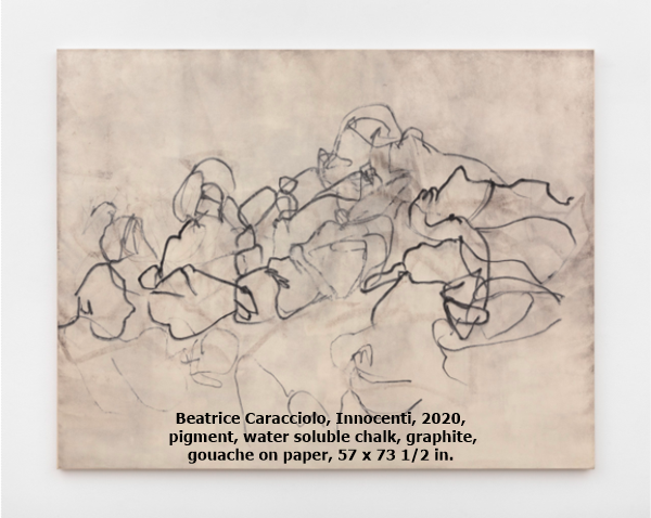 click to enlarge- double click to reduce Beatrice Caracciolo, Innocenti, 2020, pigment, water soluble chalk, graphite, gouache on paper, 57 x 73 1/2 in.