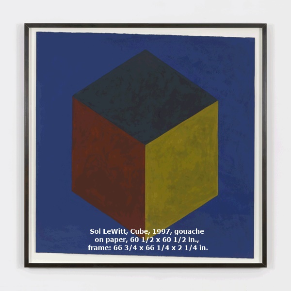 Sol LeWitt, Cube, 1997, gouache on paper, 60 1/2 x 60 1/2 in., frame: 66 3/4 x 66 1/4 x 2 1/4 in.