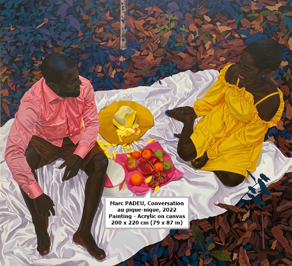 Marc PADEU
Conversation au pique-nique, 2022
Painting - Acrylic on canvas
200 x 220 cm (79 x 87 in)