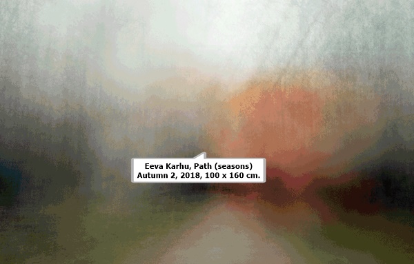 click to enlarge- double click to reduce Eeva Karhu, Path (seasons) Autumn 2, 2018, 100 x 160 cm.
