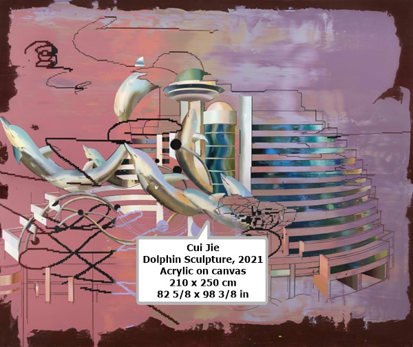 click to enlarge- double click to reduce Cui Jie
Dolphin Sculpture, 2021
Acrylic on canvas
210 x 250 cm
82 5/8 x 98 3/8 in