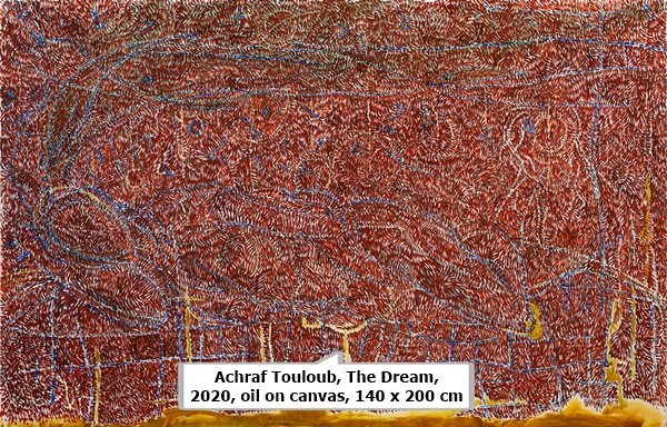 click to enlarge- double click to reduce Achraf Touloub, The Dream, 2020, oil on canvas, 140 x 200 cm