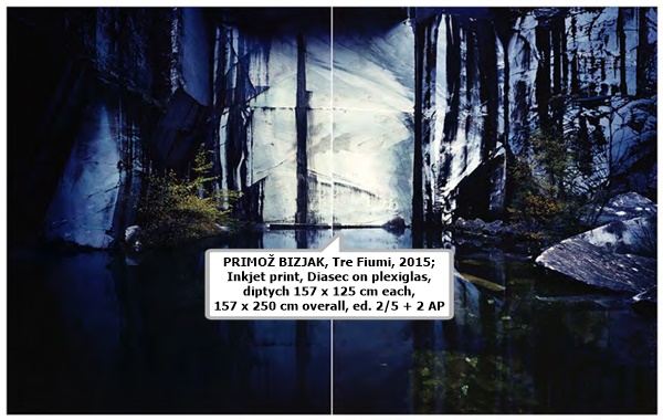 click to enlarge- double click to reduce PRIMOŽ BIZJAK, Tre Fiumi, 2015; Inkjet print, Diasec on plexiglas, diptych
157 x 125 cm each, 157 x 250 cm overall, ed. 2/5 + 2 AP