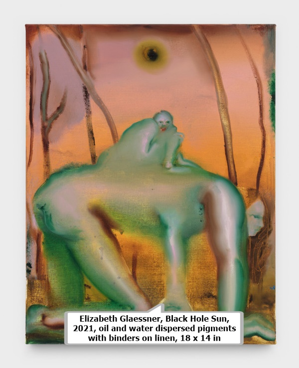 click to enlarge- double click to reduce Elizabeth Glaessner, Black Hole Sun, 2021, oil and water dispersed pigments with binders on linen, 18 x 14 in