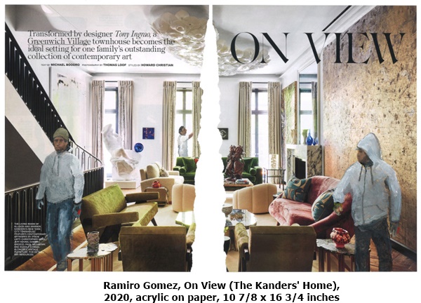 click to enlarge- double click to reduce Ramiro Gomez, On View (The Kanders' Home), 2020, acrylic on paper, 10 7⁄8 x 16 3⁄4 inches