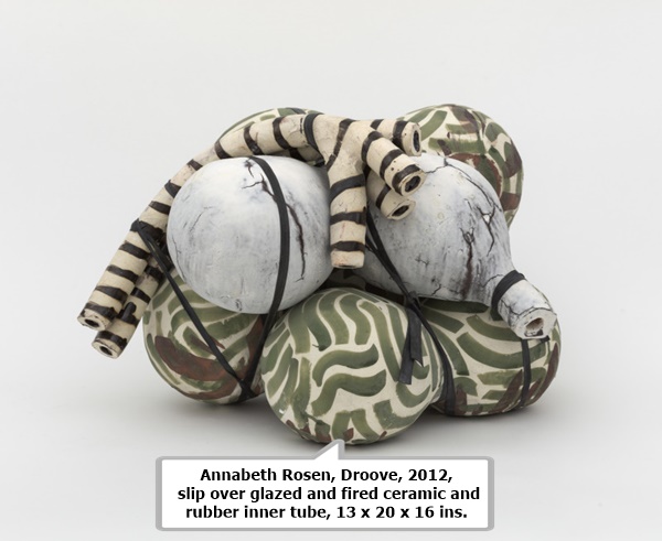 click to enlarge- double click to reduce Annabeth Rosen, Droove, 2012, slip over glazed and fired ceramic and rubber inner tube, 13 x 20 x 16 ins.