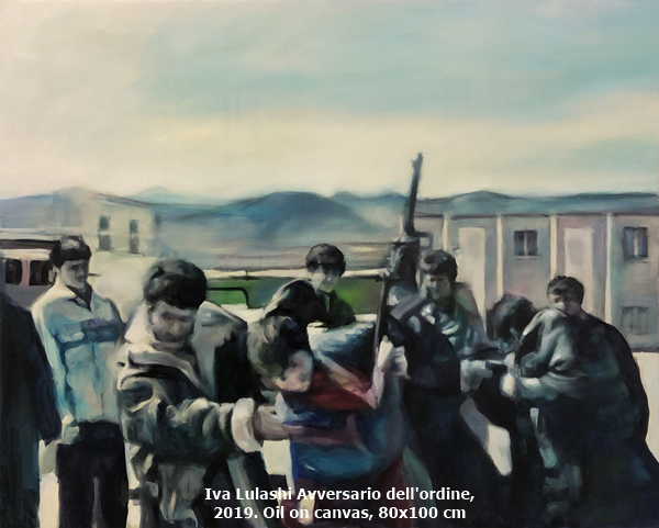 click to enlarge- double click to reduce Iva Lulashi
Avversario dell'ordine, 2019. Oil on canvas, 80x100 cm