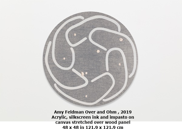 Amy Feldman
Over and Ohm , 2019
Acrylic, silkscreen ink and impasto on canvas stretched over wood panel
48 x 48 in
121.9 x 121.9 cm
