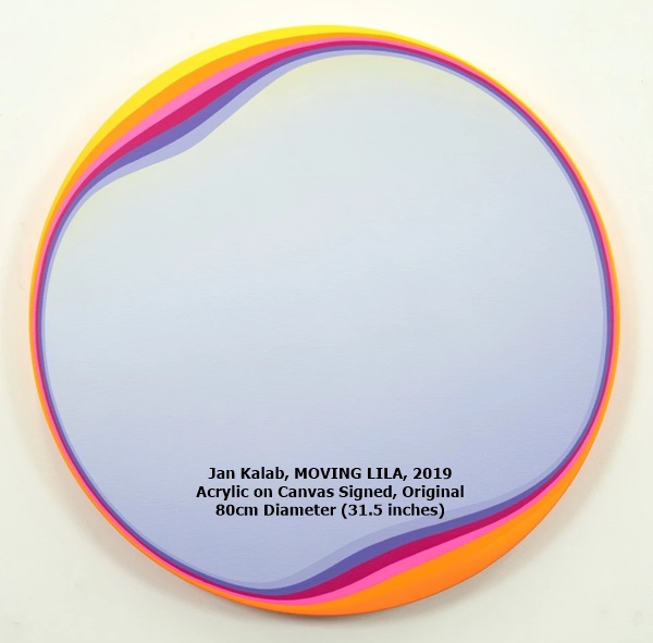 Jan Kalab, MOVING LILA, 2019
Acrylic on Canvas Signed, Original
80cm Diameter (31.5 inches)
