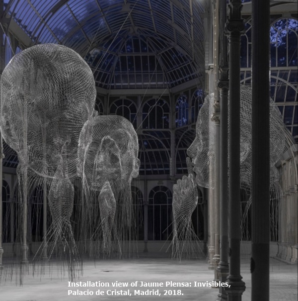 Installation view of Jaume Plensa: Invisibles, Palacio de Cristal, Madrid, 2018.