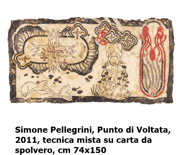 Simone Pellegrini, Punto di Voltata, 2011, tecnica mista su carta da spolvero, cm 74x150