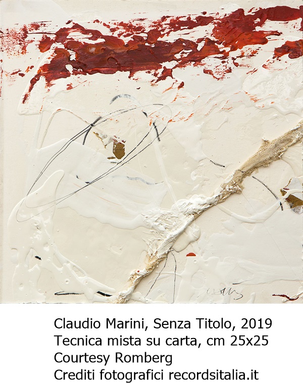 click to enlarge- double click to reduce Claudio Marini, Senza Titolo, 2019
Tecnica mista su carta, cm 25x25
Courtesy Romberg
Crediti fotografici recordsitalia.it