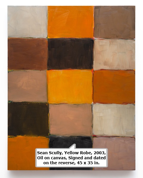 click to enlarge- double click to reduce Sean Scully, Yellow Robe, 2003, Oil on canvas, Signed and dated on the reverse, 45 x 35 in.