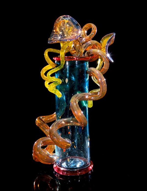 click to enlarge- double click to reduce Dale Chihuly, Transparent Turquoise Venetian with Lilies, 1991, 25 x 13 x 13 inches