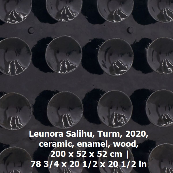 Leunora Salihu, Turm, 2020, ceramic, enamel, wood, 200 x 52 x 52 cm | 78 3/4 x 20 1/2 x 20 1/2 in.