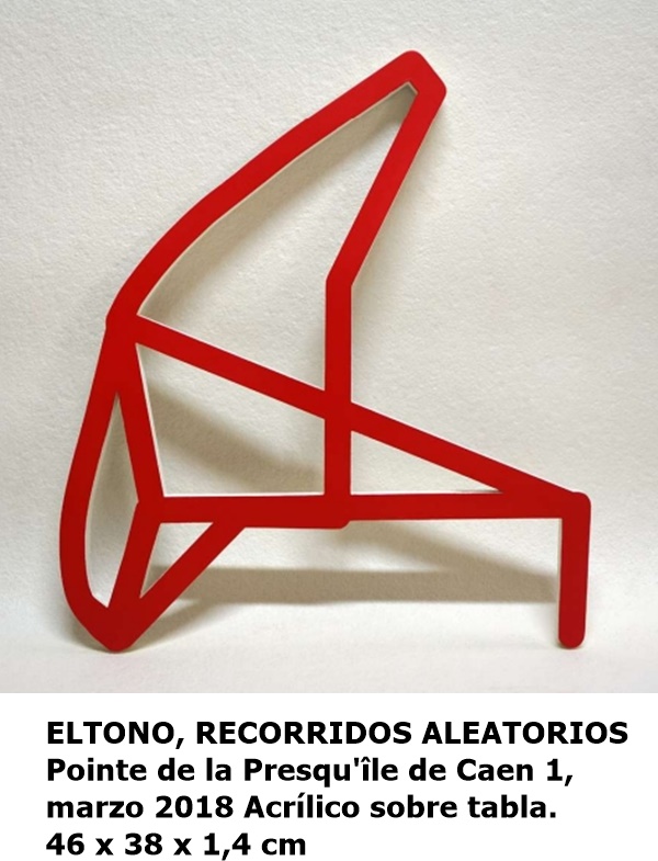 ELTONO RECORRIDOS ALEATORIOS Pointe de la Presqu'île de Caen 1, marzo 2018 Acrílico sobre tabla. 46 x 38 x 1,4 cm