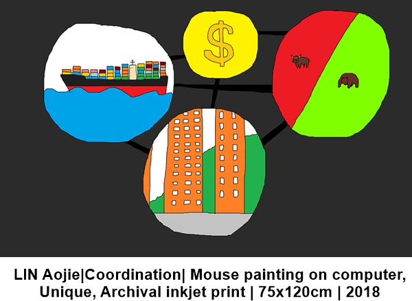 林奥劼 LIN Aojie｜协调 Coordination｜鼠标绘画、独版、收藏级喷墨打印 Mouse painting on computer, Unique, Archival inkjet print | 75x120cm | 2018