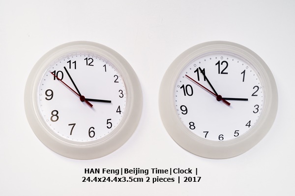 click to enlarge- double click to reduce HAN Feng|Beijing Time|Clock | 24.4x24.4x3.5cm 2 pieces | 2017