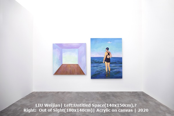 click to enlarge- double click to reduce LIU Weijian| Left:Untitled Space(140x150cm),右 Right: Out of Sight(180x140cm)| Acrylic on canvas | 2020
