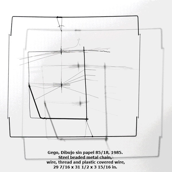 click to enlarge- double click to reduce Gego, Dibujo sin papel 85/18, 1985. Steel beaded metal chain, wire, thread and plastic covered wire, 29 7/16 x 31 1/2 x 3 15/16 in.
