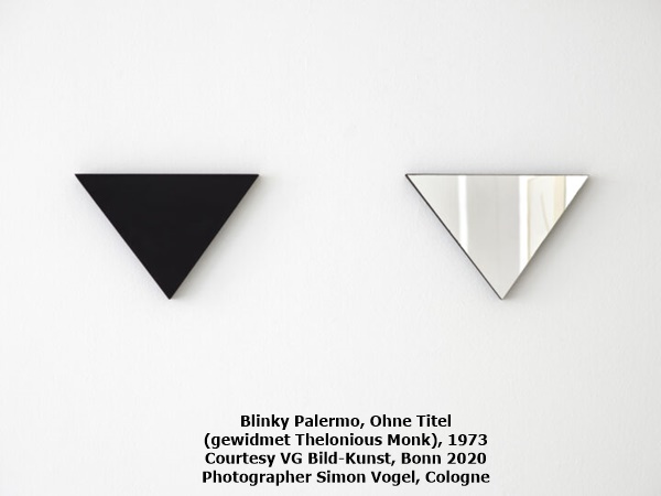 click to enlarge- double click to reduce Blinky Palermo, Ohne Titel (gewidmet Thelonious Monk), 1973
Courtesy VG Bild-Kunst, Bonn 2020
Photographer Simon Vogel, Cologne