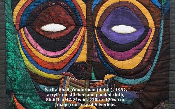 click to enlarge- double click to reduce Pacita Abad, Omdurman (detail), 1982, acrylic on stitched and padded cloth, 86.61h x 47.24w in, 220h x 120w cm. Image courtesy of Silverlens.