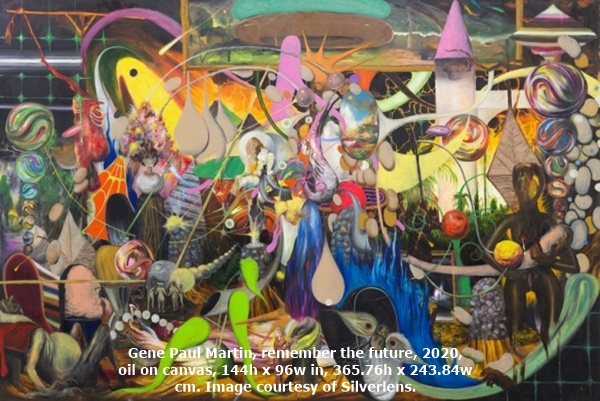 Gene Paul Martin, remember the future, 2020, oil on canvas, 144h x 96w in, 365.76h x 243.84w
cm. Image courtesy of Silverlens.