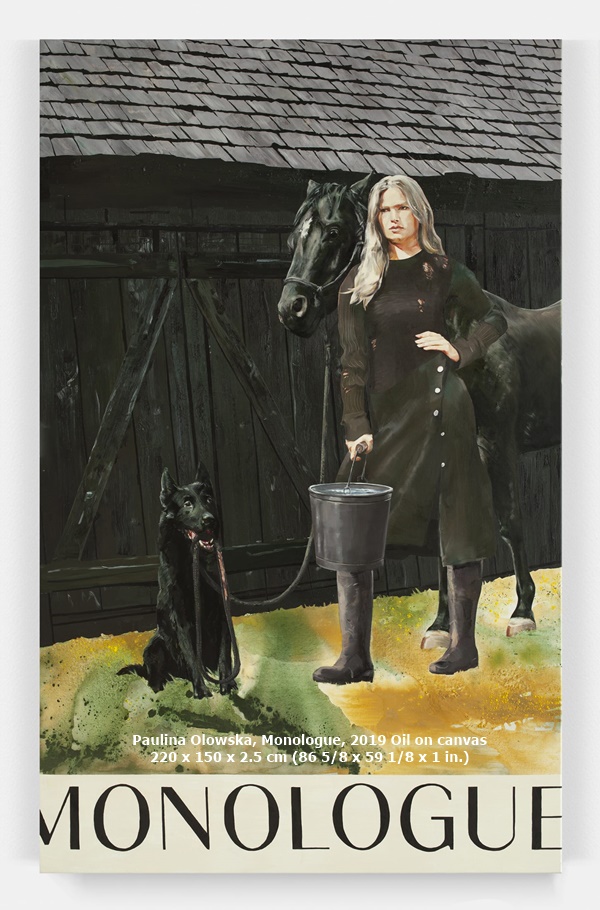 Paulina Olowska
Monologue, 2019
Oil on canvas
220 x 150 x 2.5 cm (86 5/8 x 59 1/8 x 1 in.)