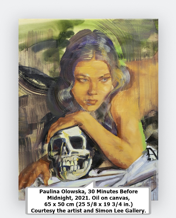 click to enlarge- double click to reduce Paulina Olowska, 30 Minutes Before Midnight, 2021. Oil on canvas, 65 x 50 cm (25 5/8 x 19 3/4 in.) Courtesy the artist and Simon Lee Gallery.