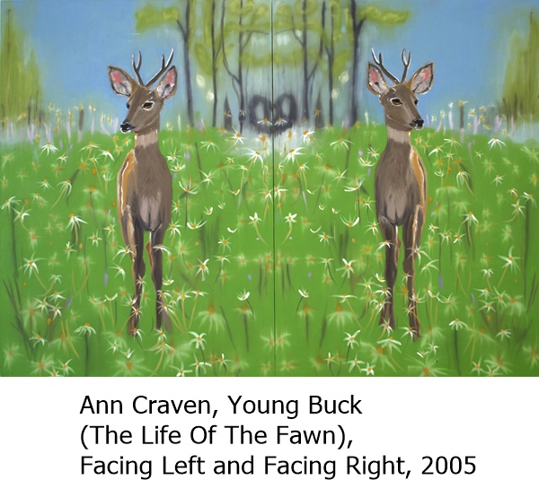 Ann Craven, Young Buck (The Life Of The Fawn), Facing Left and Facing Right, 2005, 2005