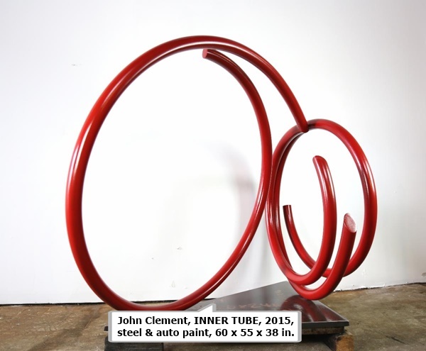 click to enlarge- double click to reduce John Clement, INNER TUBE, 2015,
steel & auto paint, 60 x 55 x 38 in.