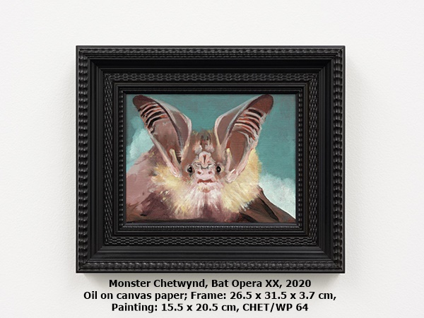 click to enlarge- double click to reduce Monster Chetwynd, Bat Opera XX, 2020
Oil on canvas paper; Frame: 26.5 x 31.5 x 3.7 cm, Painting: 15.5 x 20.5 cm, CHET/WP 64