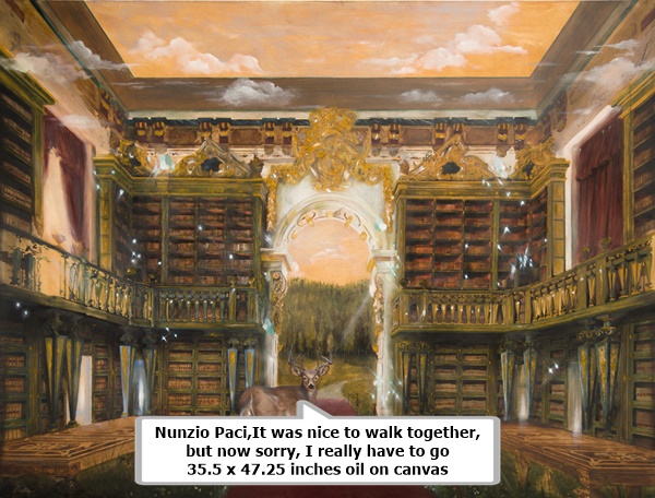 click to enlarge- double click to reduce Nunzio Paci,It was nice to walk together, but now sorry, I really have to go
35.5 x 47.25 inches
oil on canvas