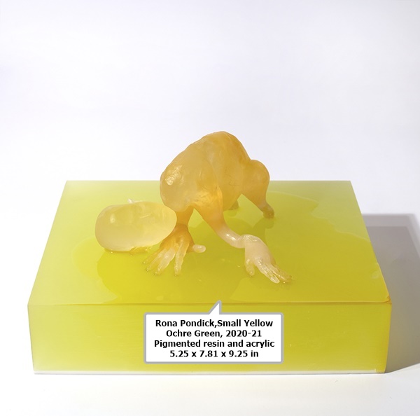 click to enlarge- double click to reduce Rona Pondick,Small Yellow Ochre Green, 2020-21
Pigmented resin and acrylic
5.25 x 7.81 x 9.25 in