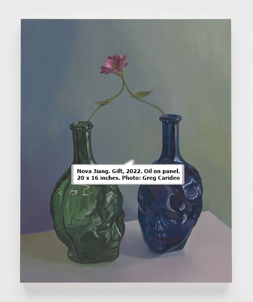 click to enlarge- double click to reduce Nova Jiang. Gift, 2022. Oil on panel. 20 x 16 inches. Photo: Greg Carideo